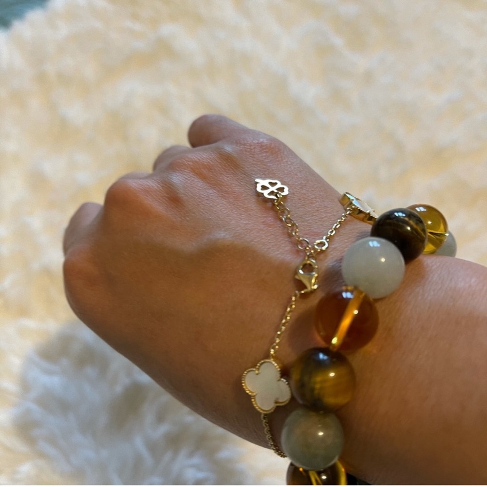 18k real gold and white mother pearl
